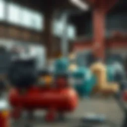 Illustration of various types of air compressors