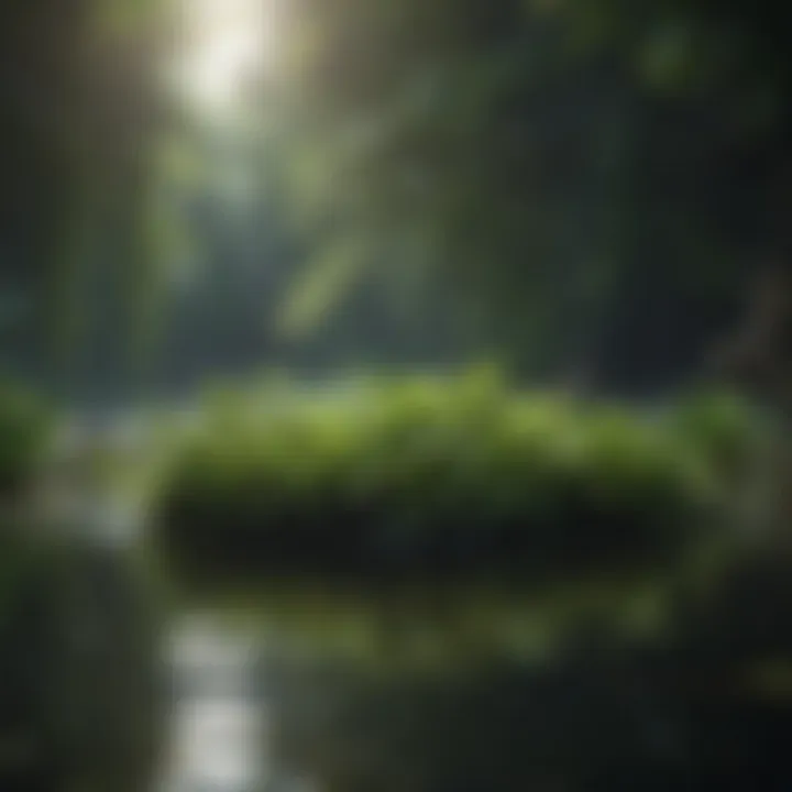 Floating aquatic plants providing shade and shelter