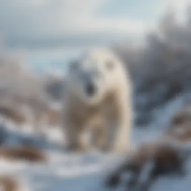 Polar bear demonstrating camouflage in snow-covered terrain