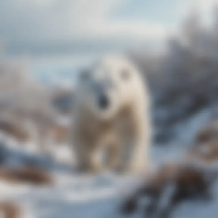 Polar bear demonstrating camouflage in snow-covered terrain