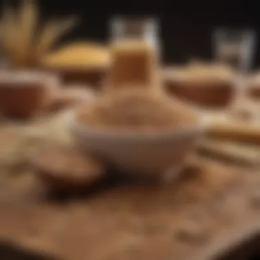 Whole grains arranged neatly on a table.