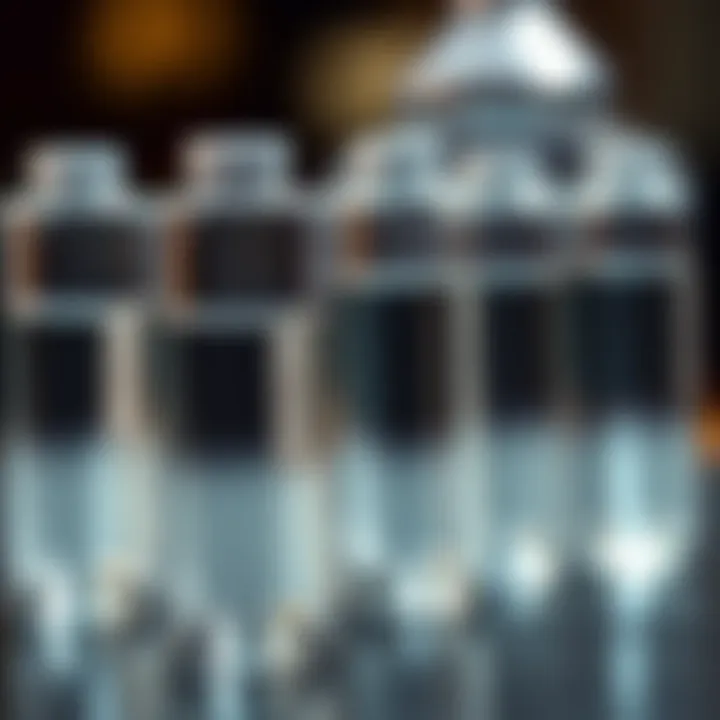 Borehole water samples in clear containers