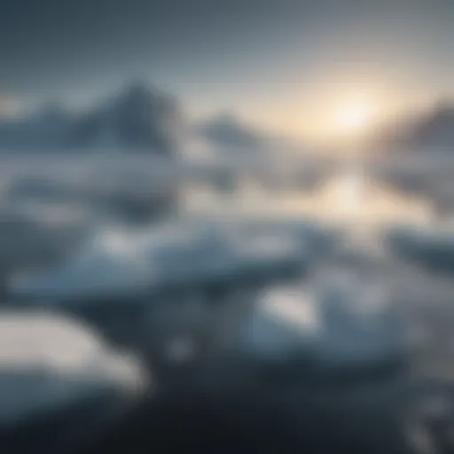 Vast polar ice caps melting under the sun