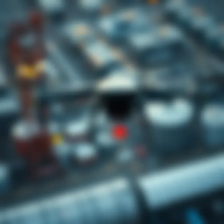 Aerial Perspective of Production Drone in Action Aerial view of production drone over an industrial site