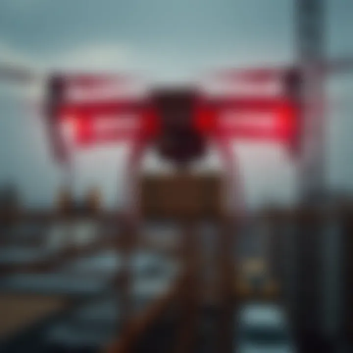 Efficient Material Delivery by Production Drones Production drone delivering materials to a construction site