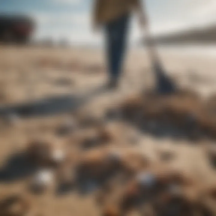 Community members participating in a beach clean-up event