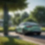 Electric vehicle charging station in a green environment