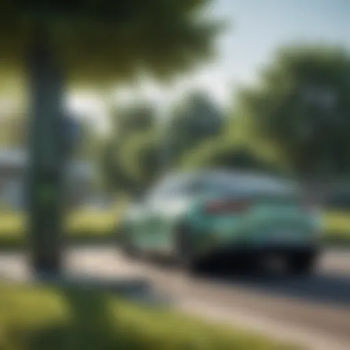 Electric vehicle charging station in a green environment