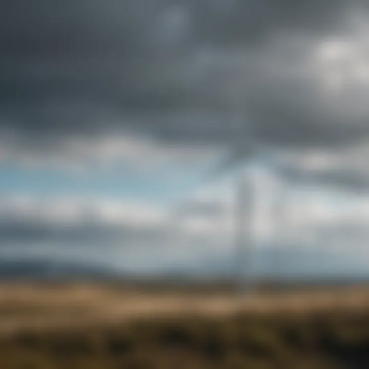A wind farm showcasing multiple turbines in a scenic landscape