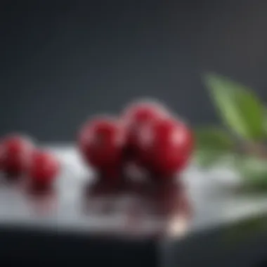 Cranberry and Science Cranberry fruit with scientific elements in the background