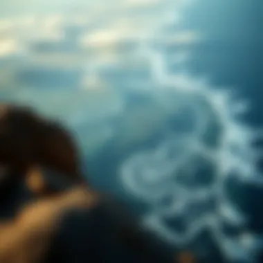 Aerial view of coastal areas affected by rising sea levels