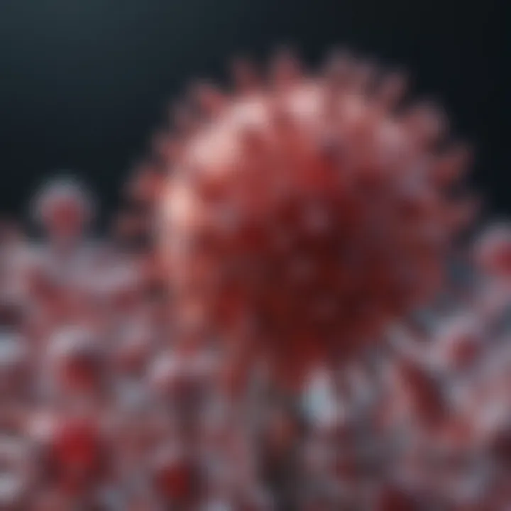 A conceptual representation of the HIV virus under a microscope