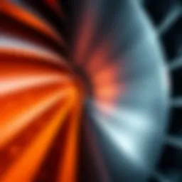 Close-up view of high-temperature coating applied to a turbine blade