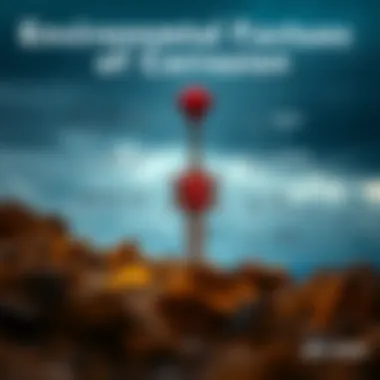 Visual representation of environmental factors leading to corrosion