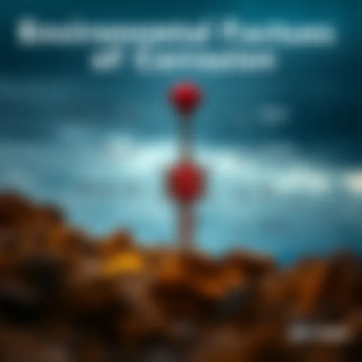 Visual representation of environmental factors leading to corrosion