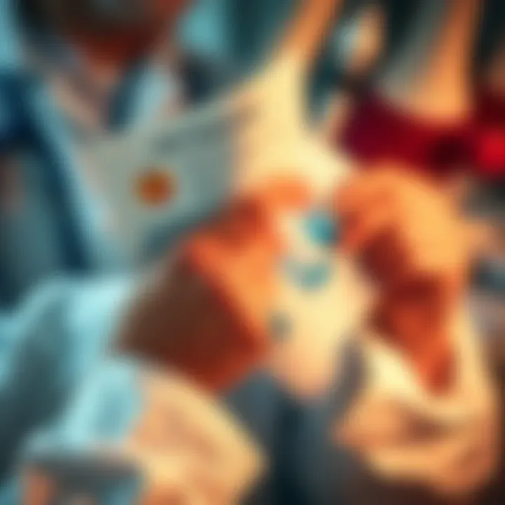 A close-up of hands holding medical research papers