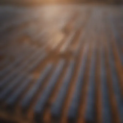 Aerial view of a solar panel farm harnessing renewable energy