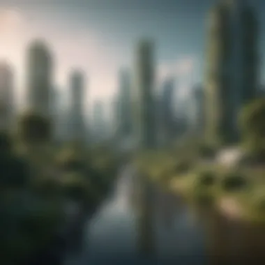 Imagining Sustainable Urban Development Conceptual image of a sustainable city with green spaces