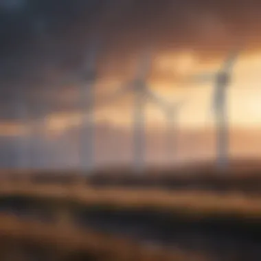 Illustration of wind turbines generating clean energy