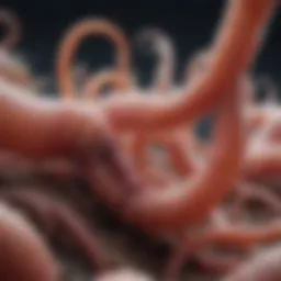 Illustration of worm reproductive anatomy showcasing various structures