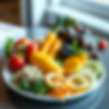 Fruits and Vegetables: Essential for Fiber Intake A vibrant plate featuring a variety of vegetables and fruits