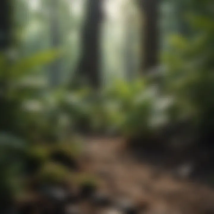 A diverse ecosystem featuring various fixed plants and their interactions with surrounding flora.