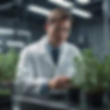 Research on Fixed Plants in the Laboratory A scientific researcher examining fixed plants in a laboratory setting to understand their biological properties.