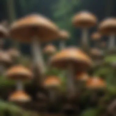 Diversity of Immune Mushrooms Illustration of various immune mushrooms showcasing their unique features