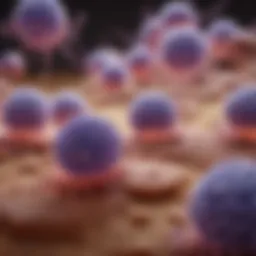 Illustration depicting immune cells targeting pancreatic cancer cells