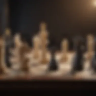 Chess Match Dynamics A chessboard illustrating a tense match between players