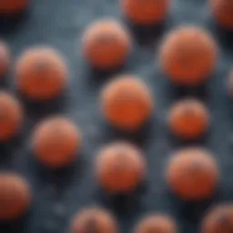 Microscopic view of intestinal adenocarcinoma cells
