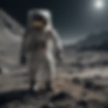 Historic Moment on the Lunar Surface A striking depiction of the Moon landing