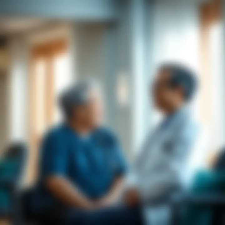 Graphic representation of a patient discussing treatment options with a healthcare professional