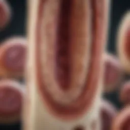 Illustration depicting the bone marrow pathology in myelofibrosis