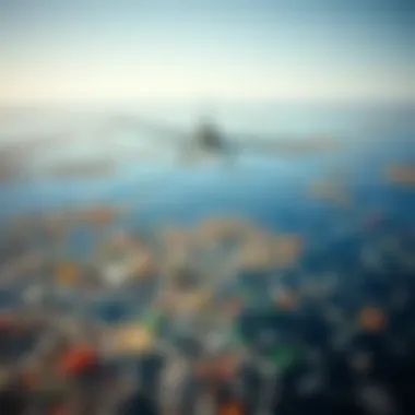 Aerial View of Plastic Debris in the Ocean Aerial view of plastic debris in the Pacific Ocean