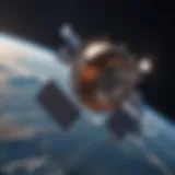 Satellite equipped with solar panels orbiting Earth