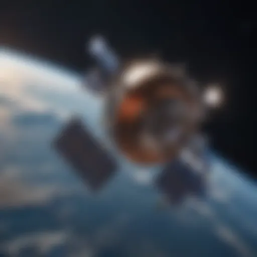 Satellite equipped with solar panels orbiting Earth