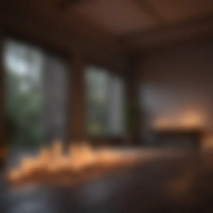 A calm meditation space with candles and soft lighting.