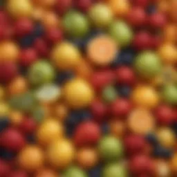 A vibrant array of fruits known for their low purine content, highlighting dietary choices.