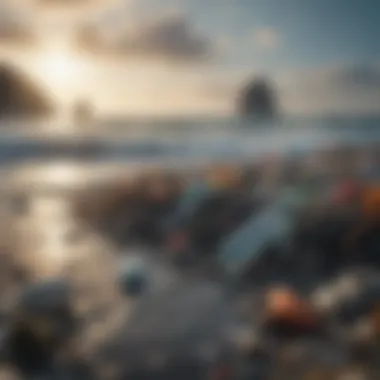 Visualizing Ocean Pollution A polluted ocean landscape showcasing plastic waste