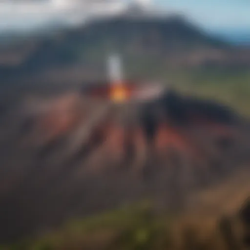 Aerial view of the Maui volcano showcasing its massive caldera and surrounding landscape