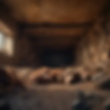 Interior of a Bear Den Cross-section view of a bear den, showcasing the interior and the bear's resting position.