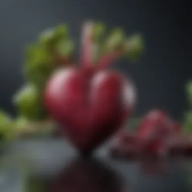 Cardiovascular Benefits of Beets A heart symbol with a beetroot background