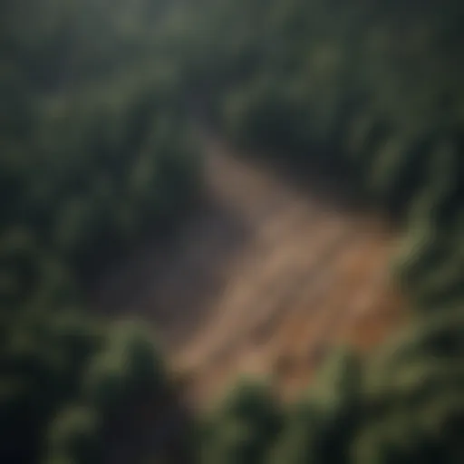 Aerial view of a forest with carbon sequestration potential