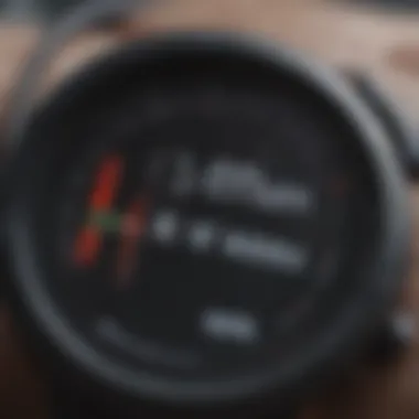 Close-up of a heart rate monitor during physical activity