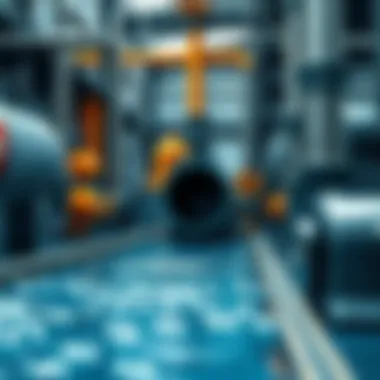 Water in Industrial Processes A modern industrial setting utilizing water in machinery and production.