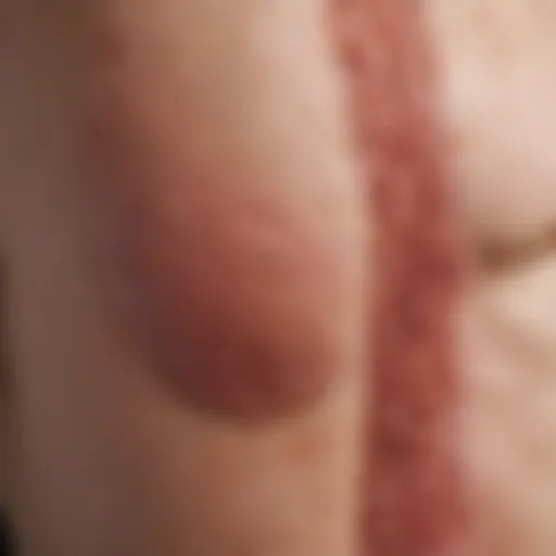 Illustration depicting a close-up of skin affected by psoriasis