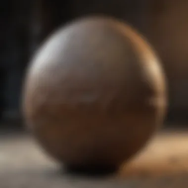 Fossilized giant dinosaur egg showcasing its texture and structure