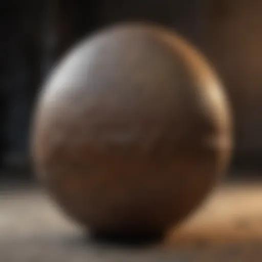Fossilized giant dinosaur egg showcasing its texture and structure