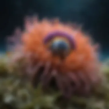 Colorful sea anemone swaying in ocean currents